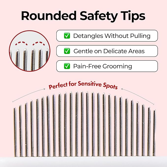 JAYU PET Facial Grooming Comb - Dog Eye Combs, Stress-free Tear Stain Remover for Dogs & Cats, Pet Facial Brush, Cat Grooming Kit, Stainless Steel Deshedding Comb (1ea)