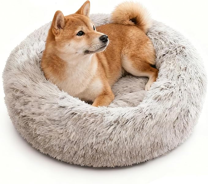 Washable Dog & Cat Bed for Ultra Large Small Medium Size Pet, Calming Donut Round Cute Warming Mat House Supply Indoor, 8 Sized Deal Necessity Essential Furniture for Boy Girl Puppy Kitten kitty