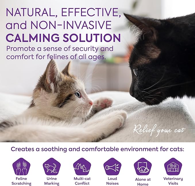 TopSum Cat Calming Pheromone Diffuser: Feline Pheromones Plug in for Stress, Along at Home, Spraying, Fighting, Scratching, Aggression & Excessive Meowing (Purple)