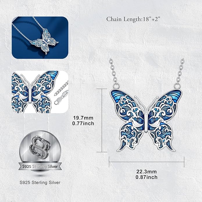 Guinea Pig/Raccoon/Butterfly/Panda/Hummingbird/Giraffe/Rabbit Necklace 925 Sterling Silver Animal Pendant Jewelry Gift for Women Mom