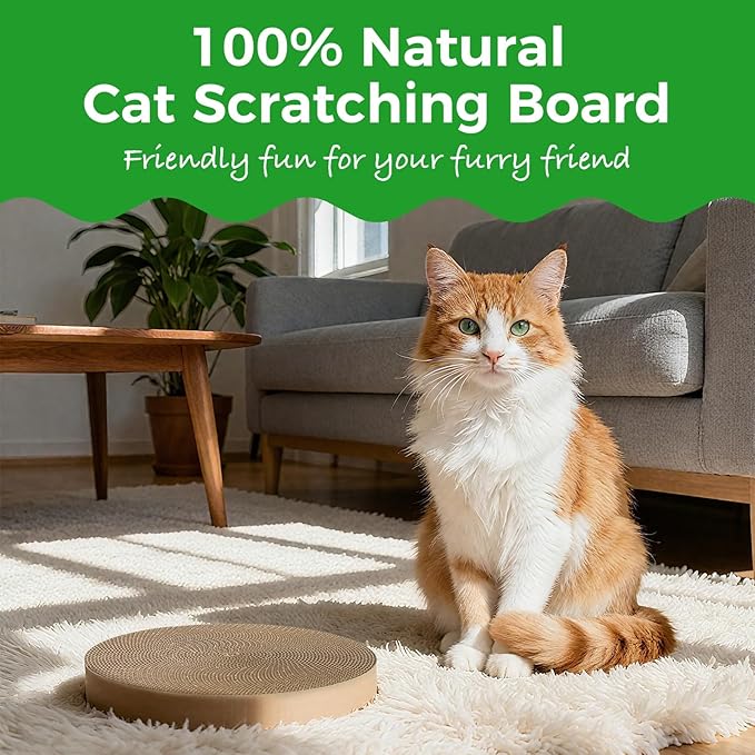 Round Cat Scratcher Refill, 10 Inch Cat Scratching Board for Indoor Cats, Cardboard Cat Scratcher Pads Circle Replacement, Double-Sided (2 PCS)