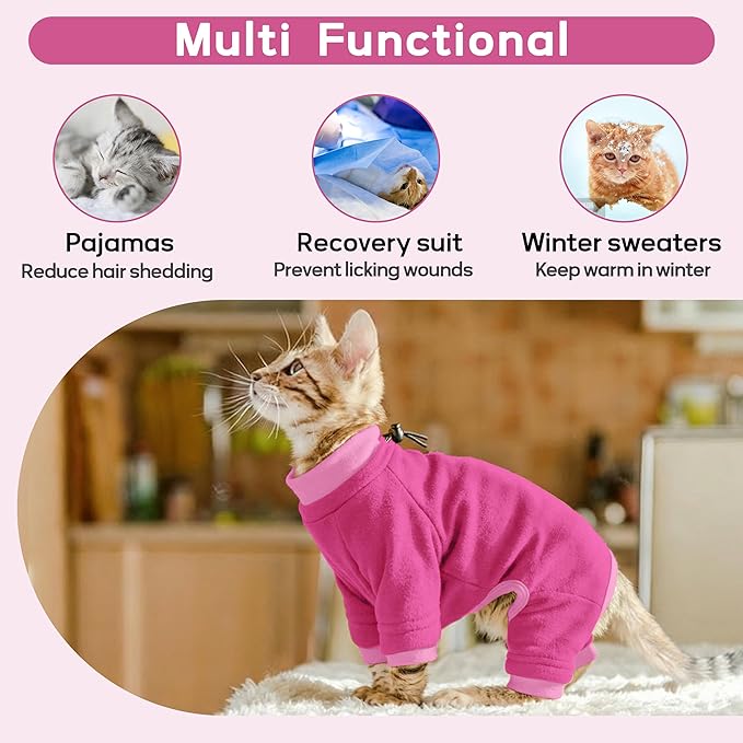 PUMYPOREITY Cat Hair Sticky Shirt – Breathable & Lightweight, Reduces Shedding Fur Pajamas, Prevents Licking Wounds After Surgery, Pink, L