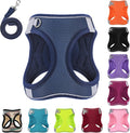 Dog Harness with Leash Set, No-Pull Step-in Reflective Pet Harness with 1 Leash Clips, Adjustable Soft Padded Easy Walk Dog Vest for Small Medium Large Dogs, Cats(Dark Blue, XXXSmall)