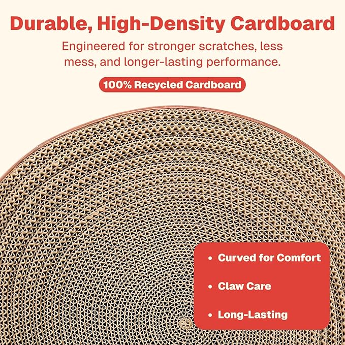 Selly's Den Bowl Shaped Cat Scratcher Round Cardboard Cat Bed and Scratcher in One, for Lounging and Scratching (16 inches)