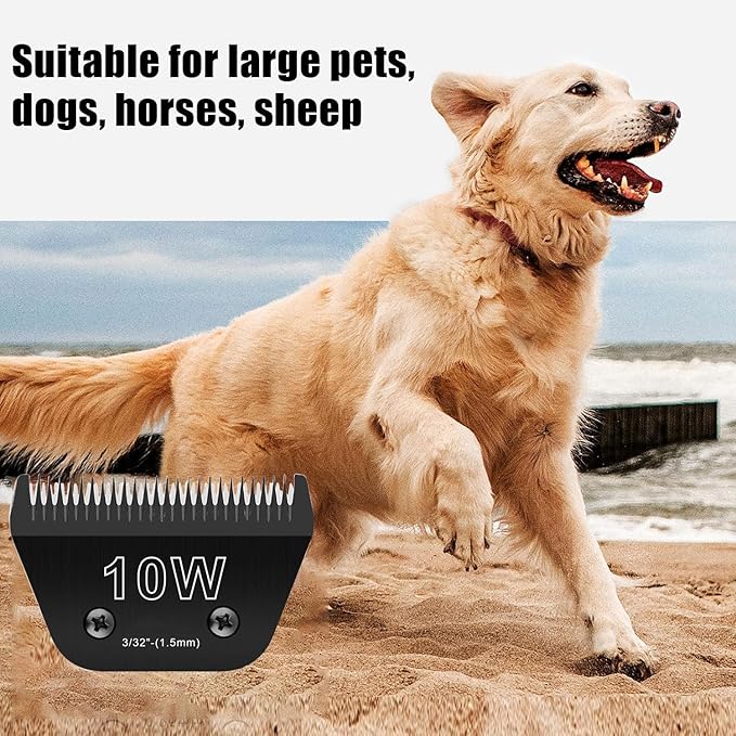 2PCS 10W Wide Blades for Dog Grooming Blades Compatible with Andis Dog Clippers Blades,Dog Clipper Blades Compatible with Oster A5,Wahl km10 Dog Clippers,Stainless-Steel Blade Sharp