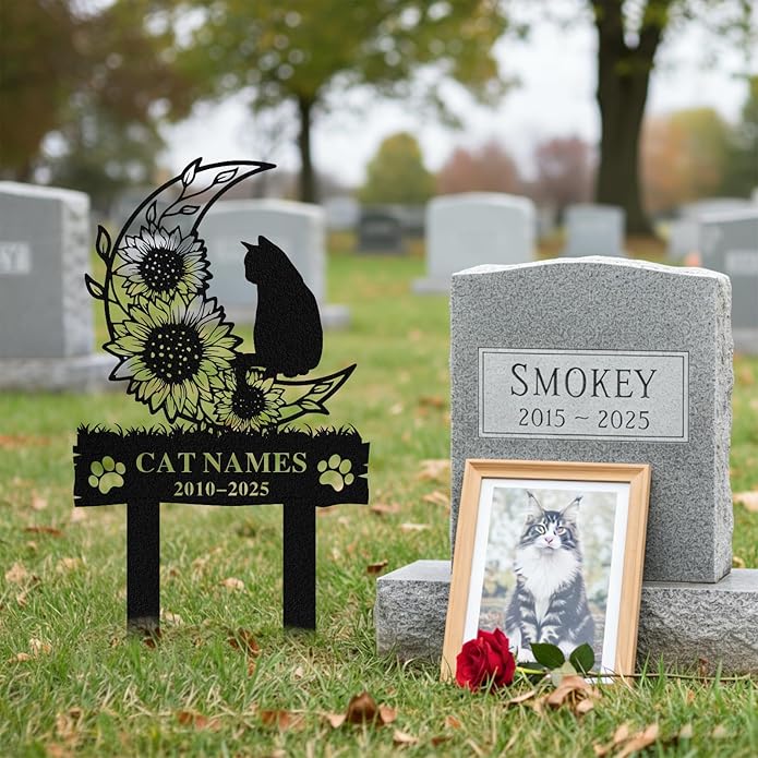 Personalized Memorial Marker for Departed Feline Friends, Handcrafted Cat Grave Stone