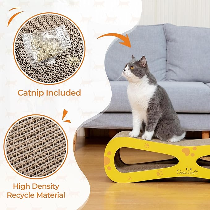 Portable Durable 29.5Inch Cat Scratcher Toys, Cat Scratch Lounge Made from Corrugated Cardboard Cat Scratchers House for Indoor Cats and Kittens, Cat Scratch Bed (Figure of Eight Colorful)