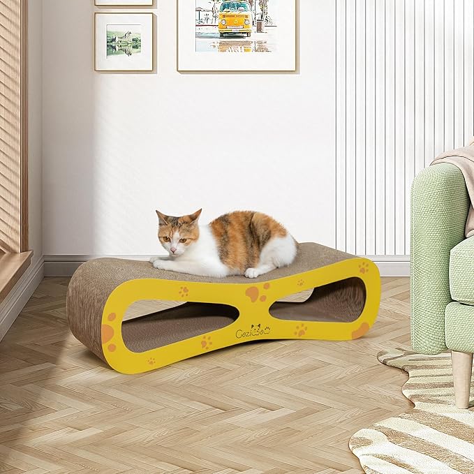 Portable Durable 29.5Inch Cat Scratcher Toys, Cat Scratch Lounge Made from Corrugated Cardboard Cat Scratchers House for Indoor Cats and Kittens, Cat Scratch Bed (Figure of Eight Colorful)