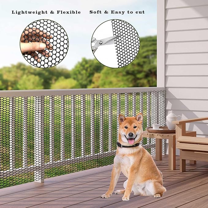 65.6 FT x 15.7 in Roll Mesh Fence, Versatile Black Plastic Fencing & Netting, Cuttable Animal Wire Mesh Fence, Durable Tree Trunk Protector, Suitable for Cat Dog Rabbit Barrier and Plant Protectors