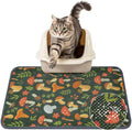 Unicorn Catcher 24X15in Cat Litter Mat Machine Washable Soft 3D Air Mesh Litter Box Rug Non-Slip Backing Quick Dry Scatter Control for Paws,Green Mushrooms