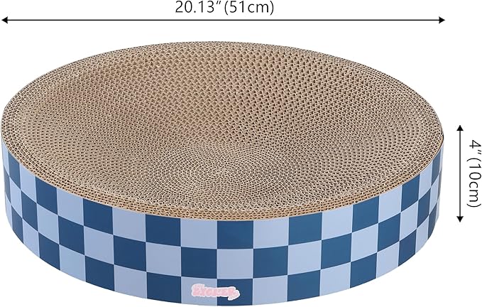 CSR1010B Nelson 20.13" Modern Cardboard Round Bowl Cat Scratcher with Catnip, Blueberry