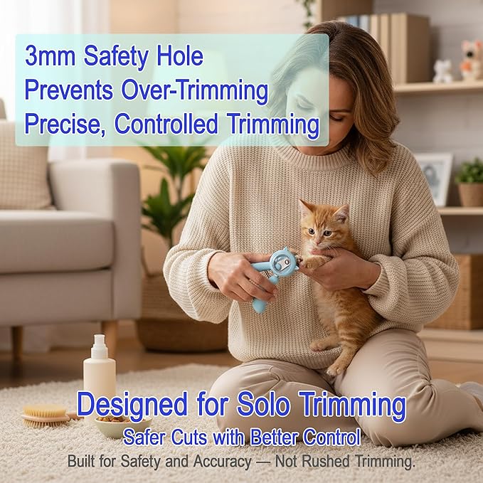 Kitten Nail Clippers Set, Anti-Splatter Nail Clipper with Nail Collector, Safety Nail Trimmer for Kittens, Includes Nail File, Cleaning Brush, Cotton Swabs and Zipper Bag
