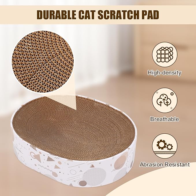 Oval Sturdy Cat Scratching Cardboard Pad Breathable Cat Scratch Pad, Cat Scratching Cardboard for Indoor Cats, Furniture Protecter