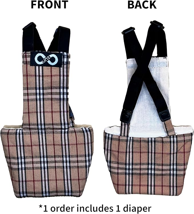 Chicken Diapers Duck Diaper Diaperalls for Hens, Roosters, Ducks, Ducklings - Reusable, Adjustable by Uni Infinity (British Plaid, Chicken Medium, 1, Count)