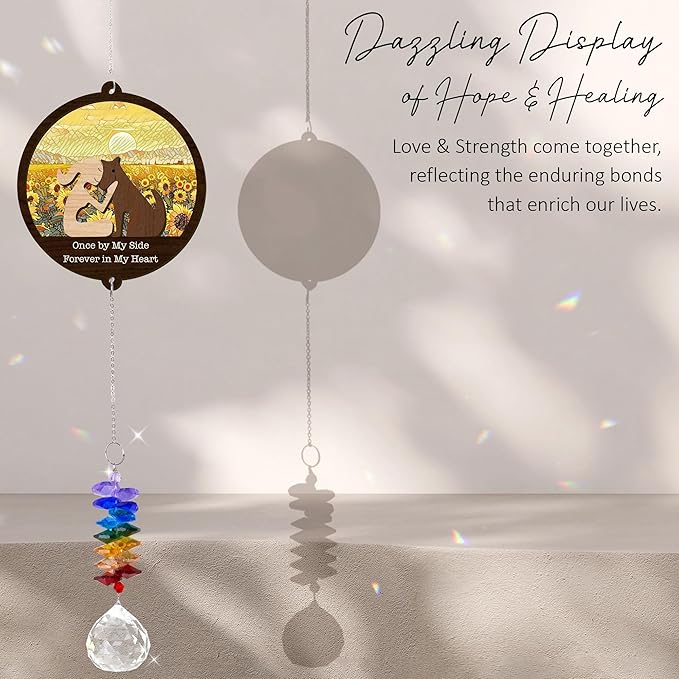 2 Layered Ornament Suncatcher - Pet Memorial Suncatcher - Crystal Unique Hanging Ornament - Sympathy Thoughtful Keepsake - Mother's Day Christmas Birthday Gift for Dogs Lover Dog Mom