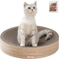 CSR1010J Nelson 20.13" Modern Cardboard Round Bowl Cat Scratcher with Catnip, Oak Wood