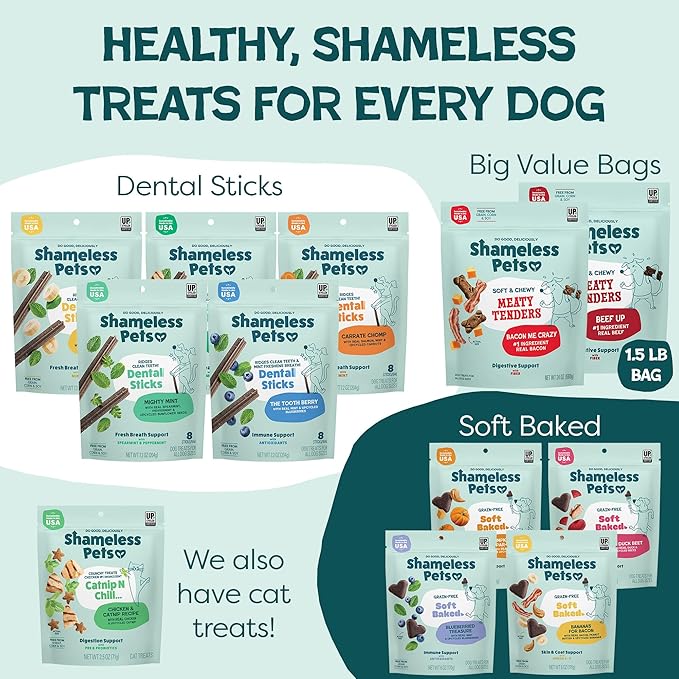 Shameless Pets Soft & Chewy Dog Treats, Reelin' Salmon Meaty Tenders, 8oz – Real Salmon is 1st Ingredient – Grain Free, No Corn or Soy – Digestive Support – for Small, Medium & Large Dogs