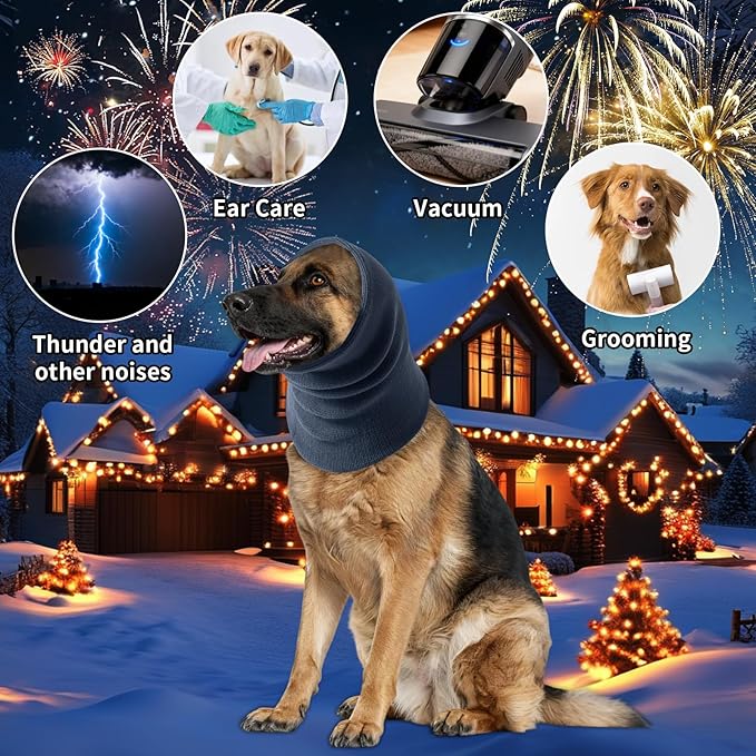 3Pack Dog Calming Hoodie for Small to Large Dogs High Elastic Pet Anxiety Relief Ear Wrap Cat Calming Collar Noise Reduce Protection for Fireworks,Thunder,Force Drying (Small+Medium+Large) (Grey)