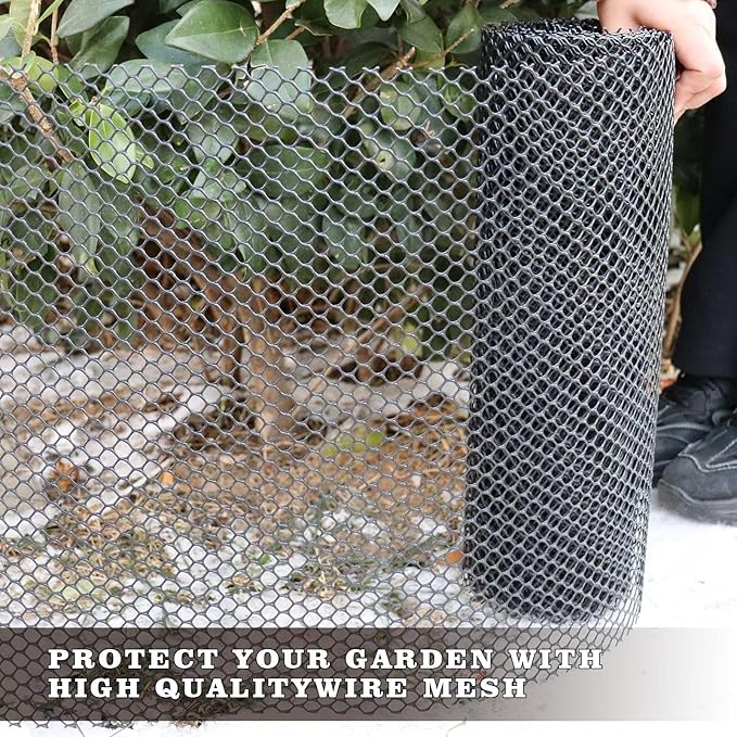 32.8 FT x 15.7 in Roll Mesh Fence, Versatile Black Plastic Fencing & Netting, Cuttable Animal Wire Mesh Fence, Durable Tree Trunk Protector, Suitable for Cat Dog Rabbit Barrier and Plant Protectors