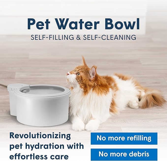 Always Full® 7” Cat Water Bowl with Wall Unit, Self Refilling Clean Filtered Water System, App Enabled Smart Hydration Tracking, Automatic Water Bowl for Cats and Dogs