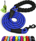 Taglory Rope Dog Leash 5 FT with Comfortable Padded Handle, Highly Reflective Threads Leash and Anti-Tangle Clip for Walking Medium Large Dogs, 1/2 inch, Navyblue