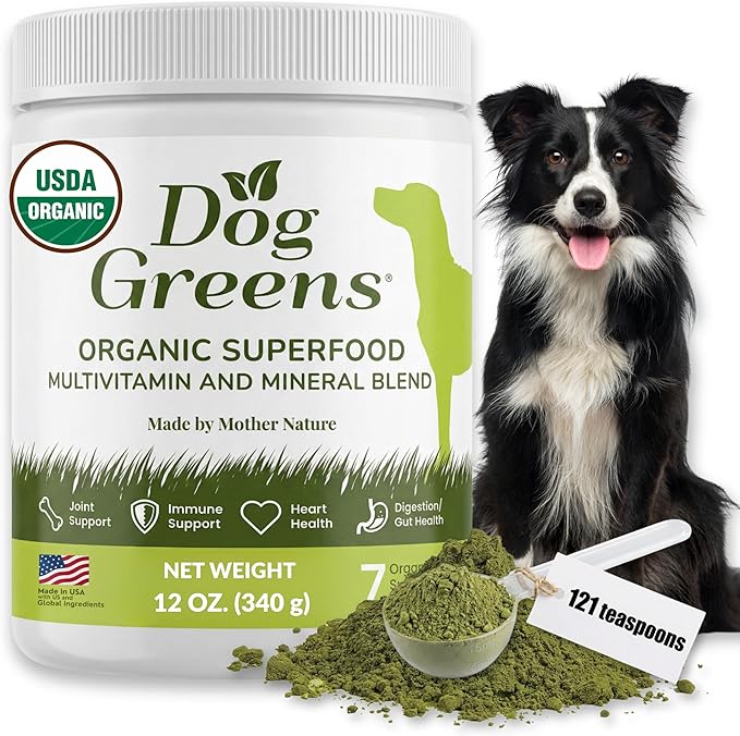 Superfood Multivitamin Powder - Dog Vitamins and Supplements, Organic Kelp, Spirulina, Sea Moss for Homemade Food, Kibble and Raw Meals, Energy, Immune, Joint & Skin Support for All Ages