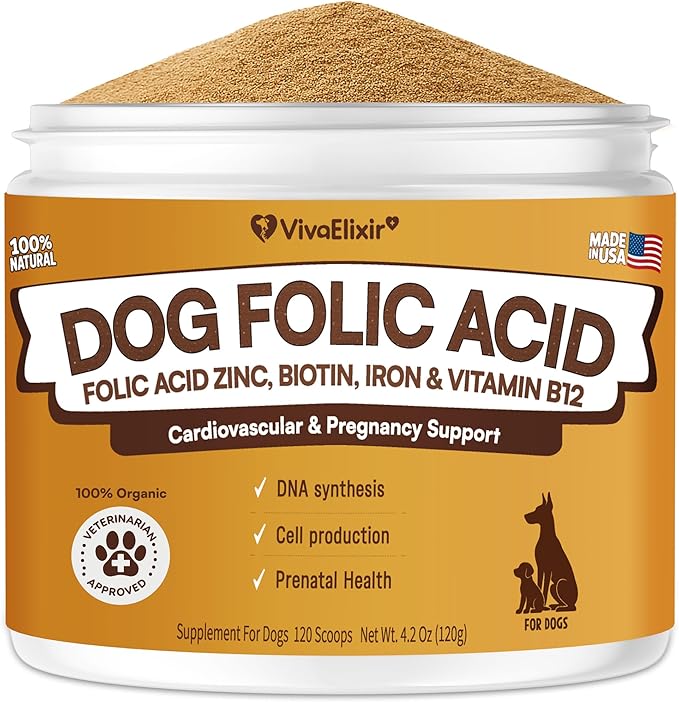 Heart Support Supplement for Dogs Aids B12& Folate Circulatory Strength, Antioxidant Cardiovascular Support, Heart Muscle Function Support DNA Synthesis & Seeking Health Prenatal 4.2oz Powder