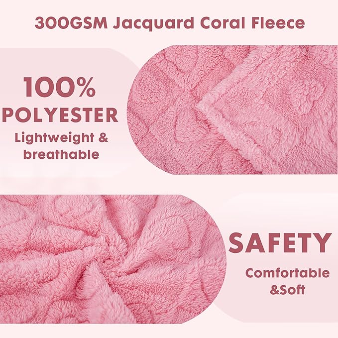 gogobunny Calming Plush Dog Cat Blanket 300GSM Coral Fleece, Ultra-Soft Machine Washable Pet Bedding for Small Medium Dogs Cats Puppies Kittens (Pink, 30x40)