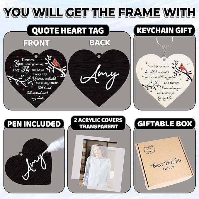 Father's Day Gift Rotating 4x6 Picture Frame Sympathy Gifts Loss of Loved One Mom Dad Grandma Husband Auntie Friend Those We Love Keepsake Table Remembrance Funeral Decor In Memory Idea Gift HR3-B