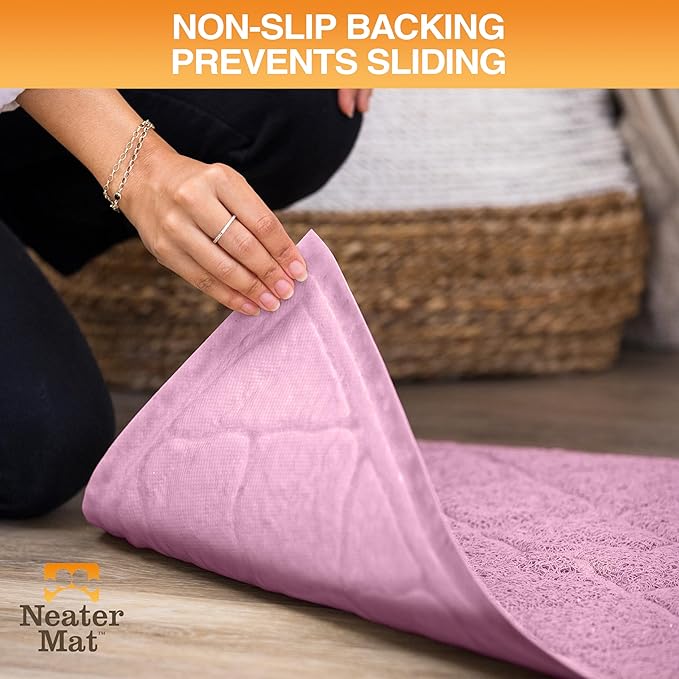 Neater Pets Neater Mat Cat Litter Mat, Thick & Durable Cat Mat for Litter Box, Trapper Pad Catches Mess to Protect Indoor Floors, Soft on Kitty Paws, Anti-Skid Grip Backing, Easy to Clean, Pink