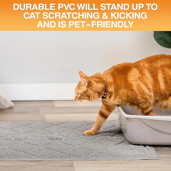 Neater Pets Neater Mat Cat Litter Mat, Thick & Durable Cat Mat for Litter Box, Trapper Pad Catches Mess to Protect Indoor Floors, Soft on Kitty Paws, Anti-Skid Grip Backing, Easy to Clean, Grey