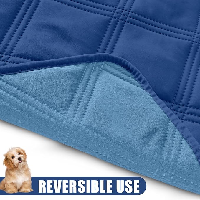 Smiry Waterproof Dog Bed Cover Blanket 40x70, Soft Reversible Pet Blanket, Washable Leakproof Cats Dogs Couch Cover for Sofa, Couch, Furniture, Navy/Blue