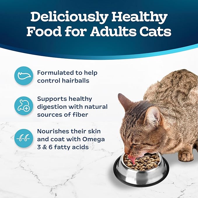 Blue Buffalo Tastefuls Adult Hairball Care Dry Cat Food, Made in The USA with Natural Ingredients, Chicken & Brown Rice Recipe, 3-lb. Resealable Bag