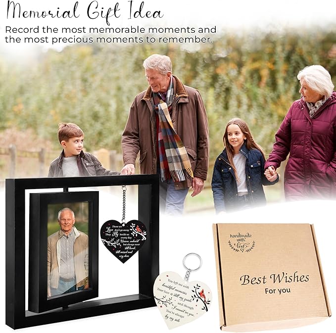 Father's Day Gift Rotating 4x6 Picture Frame Sympathy Gifts Loss of Loved One Mom Dad Grandma Husband Auntie Friend Those We Love Keepsake Table Remembrance Funeral Decor In Memory Idea Gift HR3-B