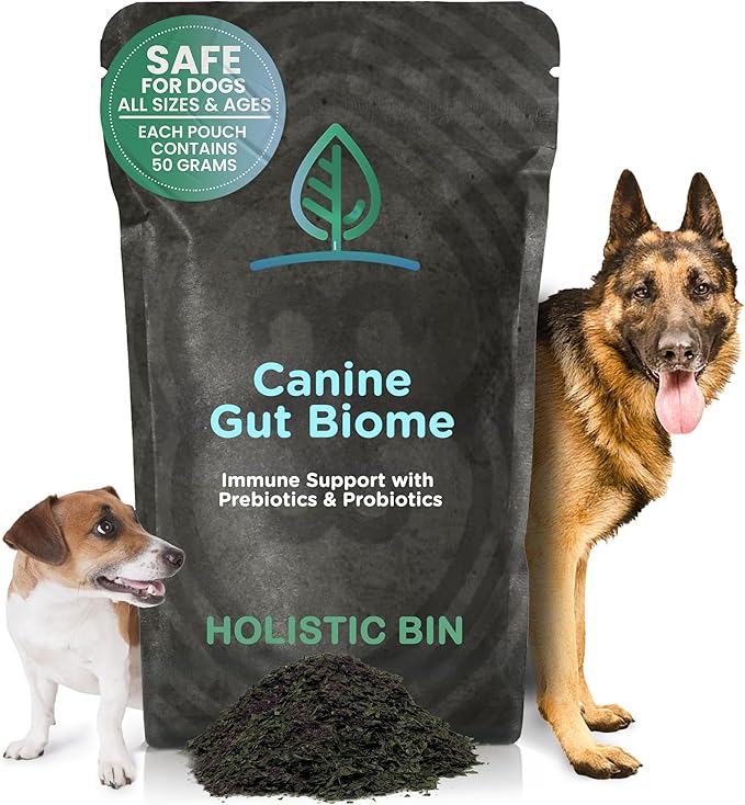 Holistic Bin Canine Gut Biome Blend | Nutrient-Rich Dog Food Toppers | Plant-Based Supplements for Pets Digestion | Probiotic & Prebiotics Canine Daily Overall Wellness Essentials | | Gut Biome (50g)