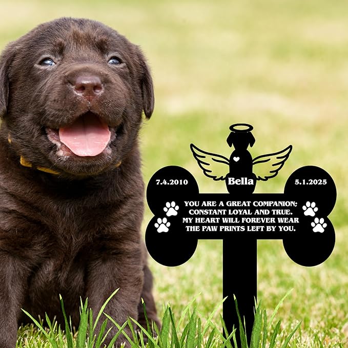 Custom Pet Cross Grave Markers Dog Outdoor | Memorial Burial Markers for Your Furry Friend | Cemetery Grave Pet Headstones for Dogs | Custom with Photo Resting Place Sign for Paw Companions