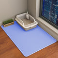 HCY&WLD Cat Litter Mat, Honeycomb Double Layer Cat Litter Trapping Mat, Waterproof Urine Proof Non-Slip, Scatter Control, Less Waste, Easier to Clean (Blue, 35" X 24")