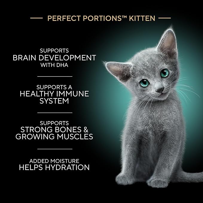 Sheba Perfect Portions Kitten Wet Food, Pate Cat Food Wet Entree, Salmon Recipe, 2.6 oz. Twin-Pack Trays (24 Count, 48 Servings)