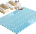 TRZZ XXL Extra Large Cat Litter Mat, Silicone Litter Box Mat for Floor, Waterproof & Non-Slip, Easy to Clean, Cat Litter Trapping Mat & Kitty Litter Catcher for Scatter Control (Blue)