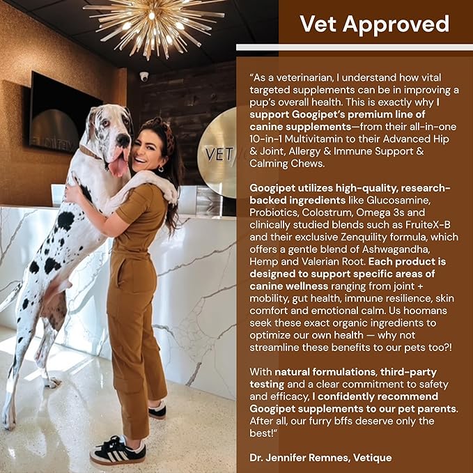 Googipet Premium Dog Multivitamin Chewable, Dog Vitamins and Supplements, Puppy Vitamins & Senior Dogs Probiotics for Gut Health + Vitamin C, Glucosamine for Dogs Joint Support (Chicken Flavor)