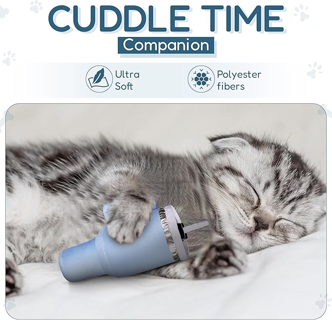 Kitty Cup Catnip Toy - Valentines & Birthday Cat Gift Toy with Catnip & Crinkle, Funny Gift for Girl Indoor Kitten (Chambray Blue)