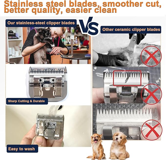 50# 0.2mm 1/125” Blade, Pet Grooming Clipper Replacement Blades, Detachable Blade Compatible with andis/wahl/Oster Dog Clippers (S50)
