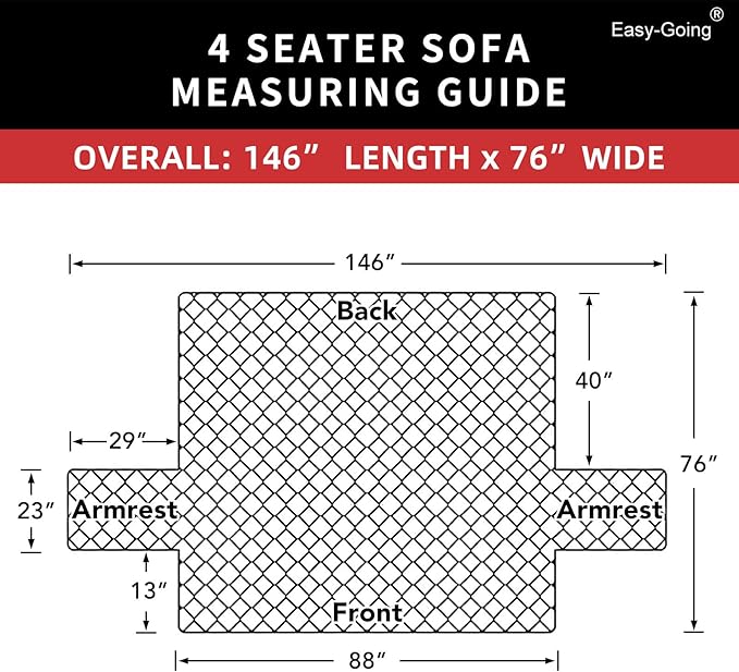 Easy-Going 4 Seater Sofa Slipcover Reversible Sofa Cover Water Resistant Couch Cover with Foam Sticks Elastic Straps Furniture Protector for Pets Children Dog Cat (XX-Large, Green/Christmas Red)