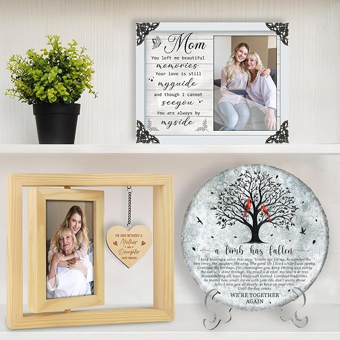 Rotating Picture Frame Gift for Mom 4x6 Photo Double-Side Floating Frame Mama Mum Step-Mom Mother-in-law Birthday Christmas Mother's Day Gifts Family Frame Tabletop Display HU-KX-MOM-NAT-A8