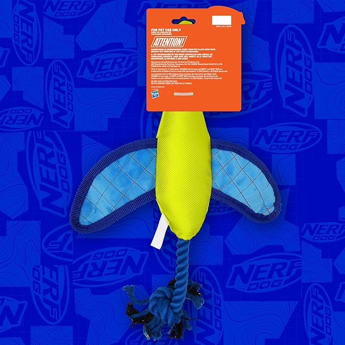 Nerf Dog 16.5in Nylon Ultraplush Crinkle Wing Launching Duck Dog Toy - Green/Light Blue
