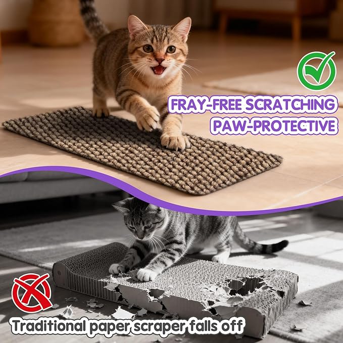 Wall Cat Scratcher for Indoor Cats,23.6x11.8”Corner Cat Scratcher,Cat Scratch Pad Furniture Protector for Door & Wall,Couch, Durable Cat Scratching Board Easy Mount(Deep Brown, 23.6”x11.8”)