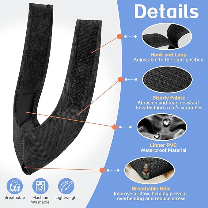 BARKLESS Cat Calming Muzzle for Grooming & Nail Trimming, Oxford Muzzle with Shading Design to Help Calm The Cat Down, Soft Head Cover to Prevent Biting & Scratching (Black, M)