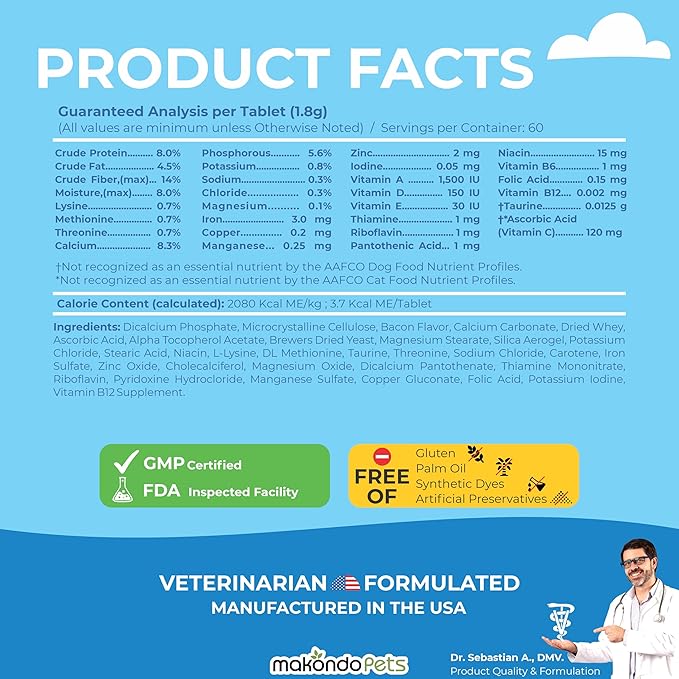 Dog Prenatal Vitamins – Multivitamin for Cats & Dogs, Folic Acid, Calcium, Iron, Minerals and Amino Acids. Ideal for Pregnant, Breastfeeding and Newborn – Senior Dog Supplement, Puppy Multi Vitamin.