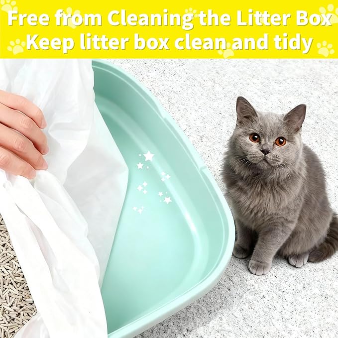 30 Count Jumbo Litter Box Liners 37" X 18", Large Cat Litter Bags with Heavy Duty Drawstring, Extra Thick Leakproof Cat Pan Liners for Kitty Box, Assorted Colors