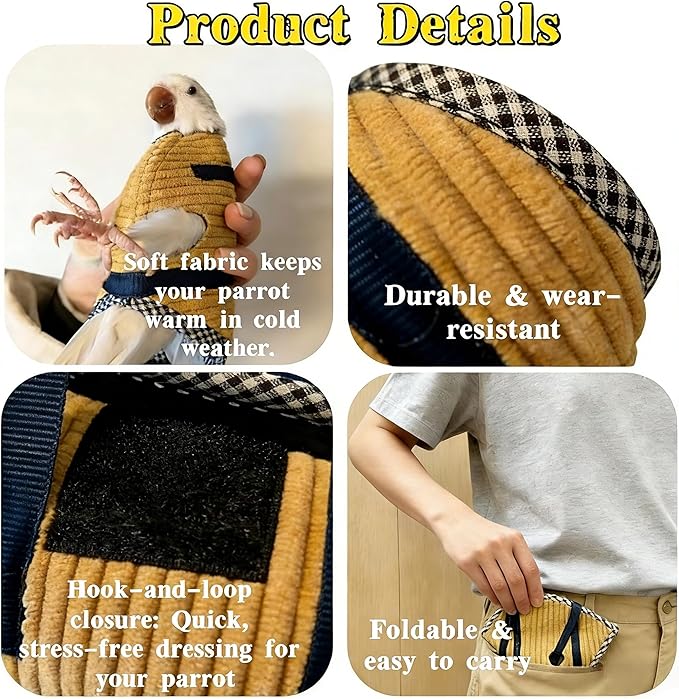 DRESSO Portable Bird Carrier Bag, Escape Resistant Parrot Carrier Bag Harness for Small Medium Parrots, Cockatiel,Green-cheeked Conure, Random Color (Medium)